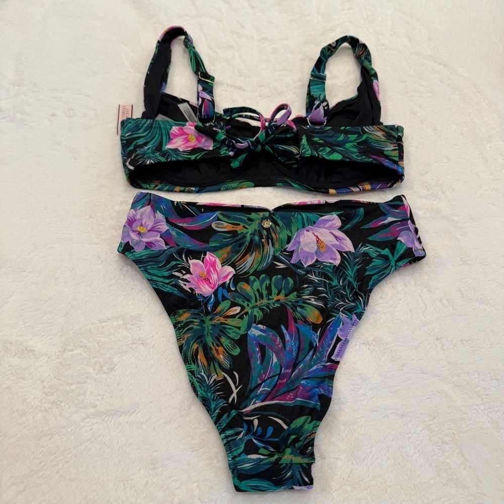 New! Victoria's Secret Black Palm Bikini Set 45592 - Picture 10 of 15